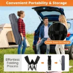  Black Foldable Heavy Duty Camping Cot 330LBS, Portable Outdoor Sleeping Bed with Cushion & Carry Bag for Camping Office Nap - Image 7