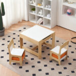 Children's Wooden Table And Chair Set With Two Storage Bags (One Table And Two Chairs) - Image 52