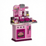 Kids Play Kitchen with Lights & Sounds – 33 Accessories, Storage for Toddler 3-6 Years Old - Image 2