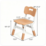 Height Adjustable Kids Desk and 4 Chairs Set, Graffiti Wipeable Tabletop Toddler Activity Table with Storage Baskets Natural - Image 8