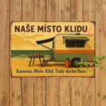 CIFbuy 1pc Retro Czech Slogan Metal Wall Decor, 7.87x" Inch Iron Sign, Art With NAŠE MÍSTO KLIDU Karavan Moř Decor, 7.87ikTok, Decor, 7.87ikTok, t Self-pickup Logiopics - Image 7