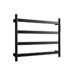 22.5" Black Heated Towel Rack for Bathroom,Wall Mounted with Intelligent Touch Screen Timer, 4-Bar Towel Warmer, 304 Stainless Steel Polished, Plug-in/Hard-Wired[Unable ship on weekends, TK/TEMU only for pickup, only TX10643 warehouse supports GOFO] - Image 2