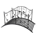 119*67*71cm Courtyard With Bird Pattern Arched Handrail Courtyard Iron Bridge Black - Image 6