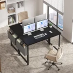 47" Computer Desk with Metal Frame, Waterproof Surface and Storage Bag – Perfect for Office Use, Black (Shipment from Walmart) - Image 4