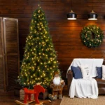 7ft 881 Branch Half Christmas Tree with 230LED Lights PVC Branch Iron Bracket Tender Green Christmas Tree - Image 7