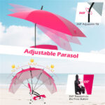 2 Pack Pink Umbrella Chair for Adults with Adjustable Parasol Portable Backpack Beach Chair - Image 3