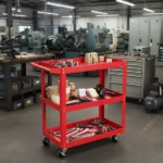 3-Tier Rolling Tool Cart Utility Cart on Wheels, 450 lb Heavy Duty Rolling Tool Cart for Warehouse, Garage, Red (Shipment from Walmart) - Image 6