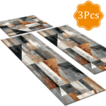 Three-piece kitchen rug set, non-slip and washable, abstract pattern kitchen hallway rug, soft and comfortable, suitable for sinks, floors, entrances, hallways and bathrooms. - Image 3