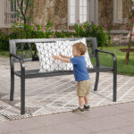 49in PVC Tulip Backrest Iron Bench Black - Image 8