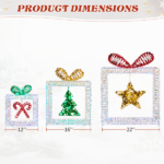 Set of 3 Lighted Iridescent Cut-out Gift Box Christmas Decorations, Pre-lit Holiday Decor with 357 White LED Lights for Xmas Outdoor Indoor Decor Lighted Holiday Displays - Image 3