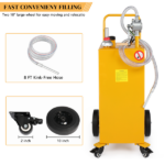 30 Gallon Gas Caddy Tank Storage Drum Gasoline Diesel Fuel Transfer with universal wheel Bright Yellow JGC30 RAL1003 - Image 13