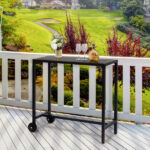 Replace 92798956 40" Outdoor Bar Table with Wheels, Rectangle Narrow Counter Height Table, Ideal Bar Height Table for Balcony Patio Garden Yard Poolside, Black - Image 3