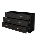 6 Drawer Double Dresser for Bedroom, Wide Storage Cabinet for Living Room Home Entryway, Black - Image 8