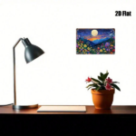 CIFbuy Metal Sign Night View Floral Starry Sky Mountain Wall Art, Wildflower Moonlight 2D Flat Iron Plate Decorative Painting, Indoor H TikTok, TikTok, Self-pickup Logiopics - Image 4