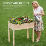Raised Garden Bed - Cedar Planter with Non-Woven Liner, Bottom Drainage, 30-Inch Height, 34 x 18 x 30 in Sizes for Outdoor Plants Wood (Shipment from Walmart) - Image 5
