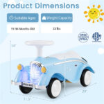 Kids Ride On Sliding Car, Foot-to-Floor Toy with LED Lights & Horn (Blue 19-36 Months) - Image 6