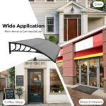 Awning for Door Entrance with Drainage Sink, 40x60 Inch Window Canopy Exterior, UV Rain Snow Protection for House Porch Patio Deck, Black Bracket & Brown Board - Image 5