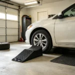 Single Auto Service Ramp (20000 lbs/9 Ton), 5.5" Elevation Vehicle Tire Ramp for Routine Maintenance