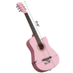 Matte Pink 38-inch Acoustic Guitar with Picks, Strings, Capo, Case, Tuner, and Strap - Image 3