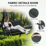 Outdoor Swing Cushions 70 Inch, Waterproof 4" Thick Porch Swing Cushion Replacement with Backrest and Ties, Comfortable 2-3 Seat Pation Swing Pad for Backyard, Garden, Lawn, Outdoor Furniture dull grey - Image 5