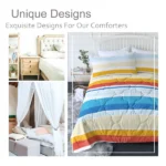 Rainbow Striped Comforter Set Queen Size, Red Yellow Blue Comforter Bedding Set for Teen Girls Adults, 3 Piece, 1 Comforter (90"x90") and 2 Pillow Shams (20"x36") - Image 2