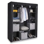 67" Portable Closet Organizer Wardrobe Storage Organizer with 10 Shelves Quick and Easy to Assemble Extra Space Black - Image 2