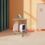 1-Layer Rotating Bookcase 360 Rotating Display Rack Pine Wood Rotating Bookshelf - Image 5