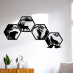 CIFbuy™ Iron Hexagon Forest Animal Wall Art Set, Rustic Outdoor Style Wall Hanging, Nature Theme Home Decor (TikTok, Temu: Self-pickup available) - Image 4