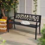 49in PVC Tulip Backrest Iron Bench Black - Image 7