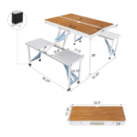 Same Code 44641025 136*85.5*67cm 50kg Aluminum Alloy Table And Chair One Piece Camping One Piece Table And Chair Wood Grain Color - Image 9