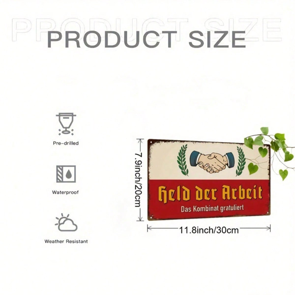 554836f2-af16-4d2c-9140-fe3a12ca5b2c.png CIFbuy Retro German Slogan Metal Wall Art, Iron Sign With Handshake Pattern & Labor Hero Quote, Quote, 2D Flat Decor For Ho WaikTok, WaikTok, ern & Labor Hero Quote Self-rickup Logiop Hohake Pattern & - Image 1