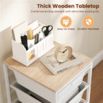 4-Drawer Rolling Storage Cart, Mobile Utility Organizer with MDF Wooden Top (Natural) - Image 8
