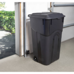 (2 pack)32 Gallon Wheeled Heavy Duty Plastic Garbage Can, Attached Lid, Black - Image 6