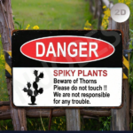 CIFbuy 1pc Fun Spiky Plant Warning Sign, Cactus Danger Metal Plate, Heavy-Duty Aluminum Decor, Red Text Outdoor Yard Garden Sig Warning ikTok, Warning ikTok, inum Decor Self-anckup LogiopSigDuty - Image 7