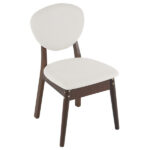 Rubber wood soft bag deep walnut dining table and chair set 1 table 4 chairs beige cushion rectangular - Image 9