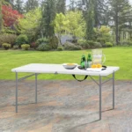 4 Foot Fold-in-Half Adjustable Folding Table, White(Shipment from Walmart) - Image 6