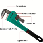 Professional grade pipe wrench, available in 8 inch sizes - sturdy and durable pipe tools suitable for industrial maintenance, automotive tasks, and household applications, with ergonomic handles and anti slip design - Image 4