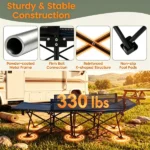 Navy No-Assembly Portable Toddler Camping Bed, Elevated Foldable Kids Sleepover Cot with Anti-Roll Mesh Baffles Stable Support Frame, Lightweight Travel Sleeping Bed for Daycare Home Outdoor Camping - Image 5