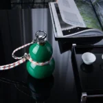 Gourd Shape Insulated Tumbler with Straw 520ml Travel thermos darkgreen - Image 6