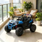 Blue 24V Kids Ride-On Car – 2 Seater, Spring Suspension, 3 Speed, Remote Control & LED Lights