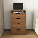 3-in-1 Vanity Desk with Lighted Mirror & Stool, Flip Top Makeup Dressing Table, Compact Storage for Bedroom, Bathroom, Dressing Room(18.9"L, Walnut) - Image 12