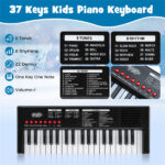 Black 37 Keys Kids Electronic Keyboard with Microphone, 8 Tones & 8 Rhythms Piano Toy for Ages 3+ - Image 8