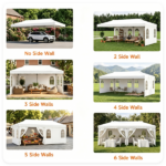 10x20ft Pop Up Canopy Tent with Detachable Sidewalls, 3-Level Adjustable Height Heavy Duty Metal Frame Outdoor Party Gazebo Waterproof 210D Oxford Fabric with Sandbags Stakes Wind Ropes for Wedding Market Camping White - Image 4