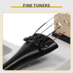 Full Size 4/4 Bunnel Edge Electric Silent Violin with Case Bow Rosin Headphone Connecting Line White - Image 8