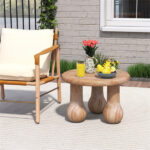 24" Round Mahogany Accent Table - Solid Wood, 110lbs Capacity, Indoor/Outdoor Use, Natural - Image 8