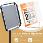 Adjustable Floor Standing Sign Holder, 8.5"x11" Front Loading Snap Frame with 360° Rotatable Frame, Water/Sand Fillable Weighted Base for Retail Restaurant Hotel - Black - Image 5