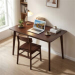 47" Walnut Dining Table for 4-6 People, Rubber Wood Legs Kitchen Table with Smooth Veneered Top - Image 3