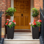 2 Pack Outdoor Tall Plastic Planter Set, Large Flower Pots with Drainage Holes, Durable Plant Pots for Porch Entryway Patio Yard Garden, Dark Brown - Image 7