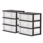 3-Drawer Wide Plastic Storage Drawer, Black, Set of 2 (Shipment from Walmart)
