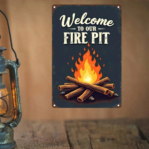CIFbuy Rustic Fire Pit Welcome Sign, Wall Art, Campfire Decor With Bold Text, 2D Flat Outdoor Patio Yard Decoration SignikTok, SignikTok, xt Self-l ckup Logioponh